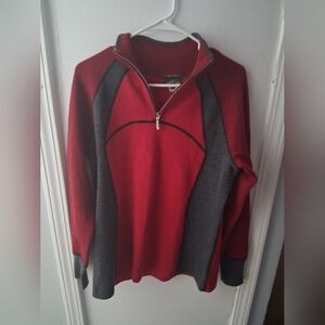 Eddie Bauer Men's Quarter Zip-Up Red Merino Wool Sweater